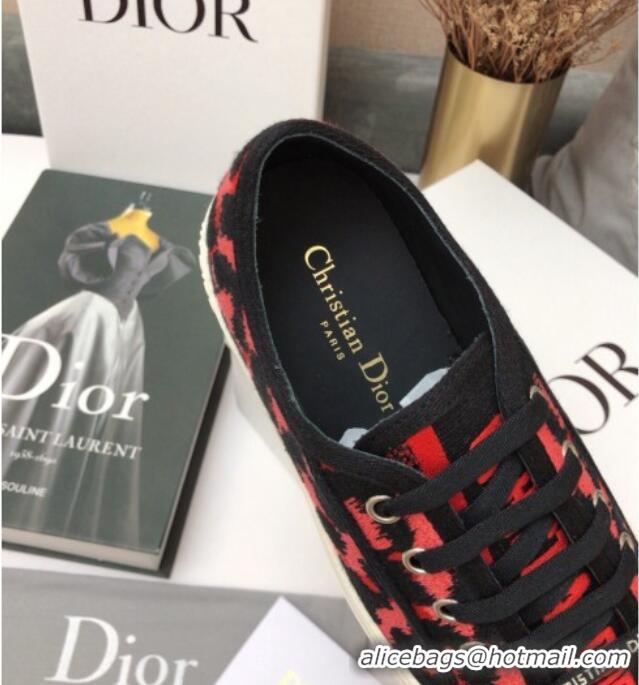 Good Looking Dior Walk'n'Dior Sneakers in Red Multicolor Mizza Embroidered Cotton 070866