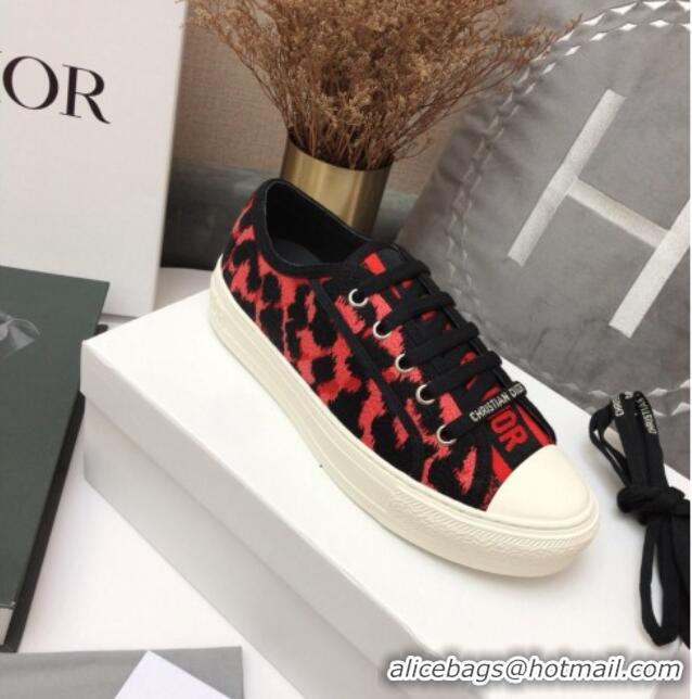 Good Looking Dior Walk'n'Dior Sneakers in Red Multicolor Mizza Embroidered Cotton 070866