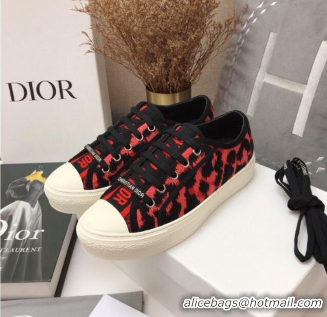 Good Looking Dior Walk'n'Dior Sneakers in Red Multicolor Mizza Embroidered Cotton 070866