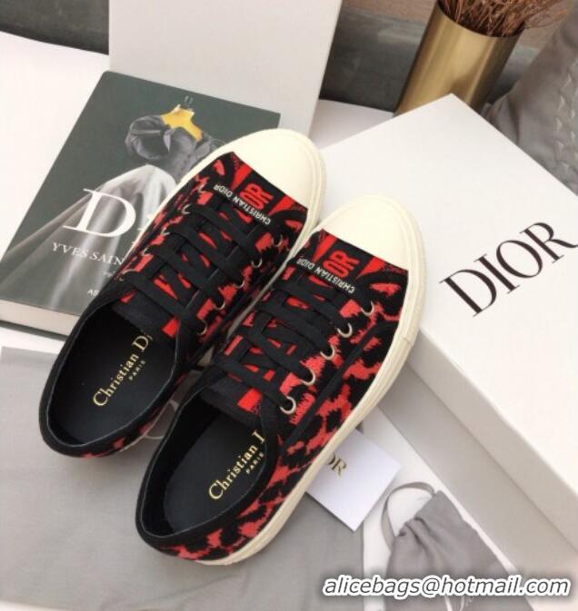 Good Looking Dior Walk'n'Dior Sneakers in Red Multicolor Mizza Embroidered Cotton 070866