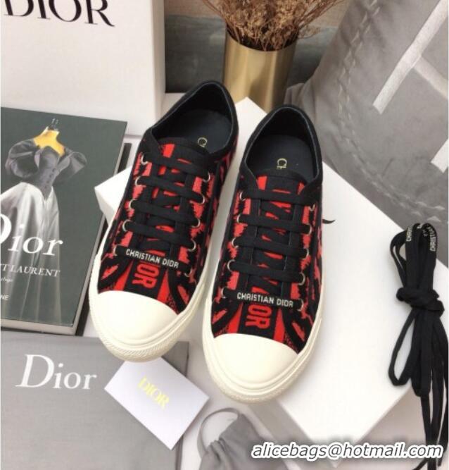 Good Looking Dior Walk'n'Dior Sneakers in Red Multicolor Mizza Embroidered Cotton 070866