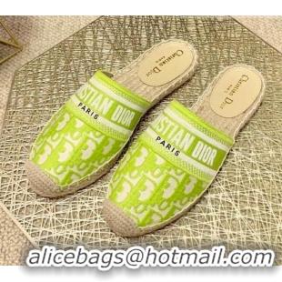 Top Quality Dior Granville Espadrille Mules in Lime Green Oblique Embroidered Cotton 070894