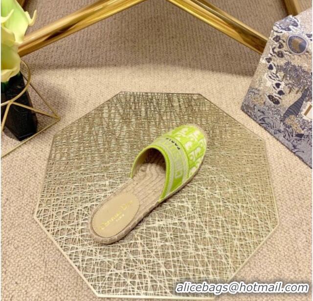 Top Quality Dior Granville Espadrille Mules in Lime Green Oblique Embroidered Cotton 070894