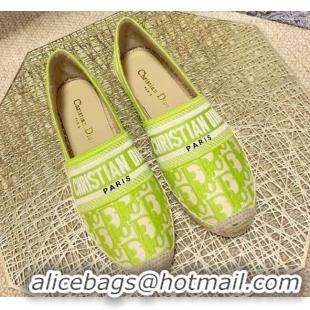 Lower Price Dior Granville Espadrilles in Lime Green Oblique Embroidered Cotton 070896