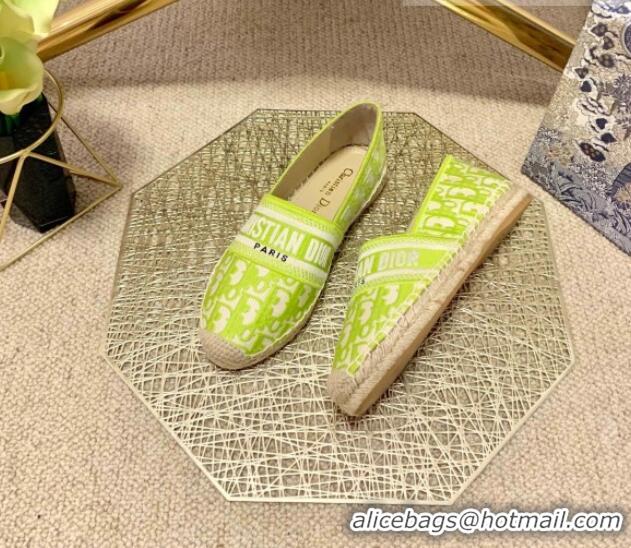 Lower Price Dior Granville Espadrilles in Lime Green Oblique Embroidered Cotton 070896