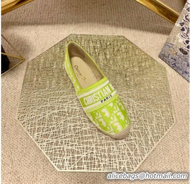 Lower Price Dior Granville Espadrilles in Lime Green Oblique Embroidered Cotton 070896