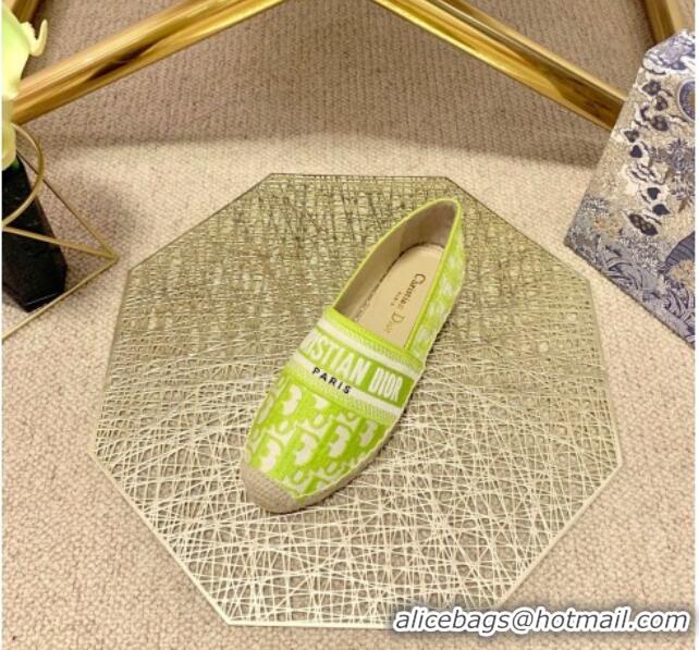 Lower Price Dior Granville Espadrilles in Lime Green Oblique Embroidered Cotton 070896