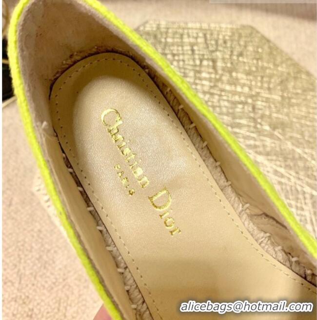 Lower Price Dior Granville Espadrilles in Lime Green Oblique Embroidered Cotton 070896