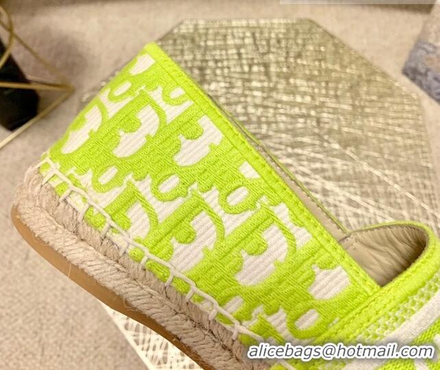 Lower Price Dior Granville Espadrilles in Lime Green Oblique Embroidered Cotton 070896