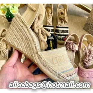 Hot Style Dior Granville Wedge Espadrilles Multicolor Metallic Thread Embroidered Cotton 070908