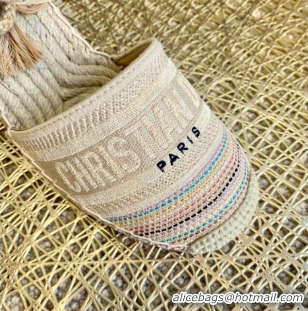 Hot Style Dior Granville Wedge Espadrilles Multicolor Metallic Thread Embroidered Cotton 070908