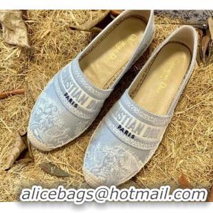 Lower Price Dior Granville Flat Espadrilles in Grey Toile de Jouy Reverse Embroidered Cotton 070913