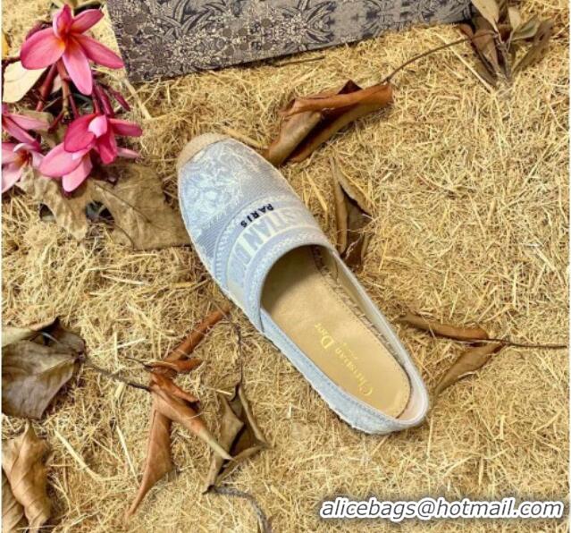 Lower Price Dior Granville Flat Espadrilles in Grey Toile de Jouy Reverse Embroidered Cotton 070913