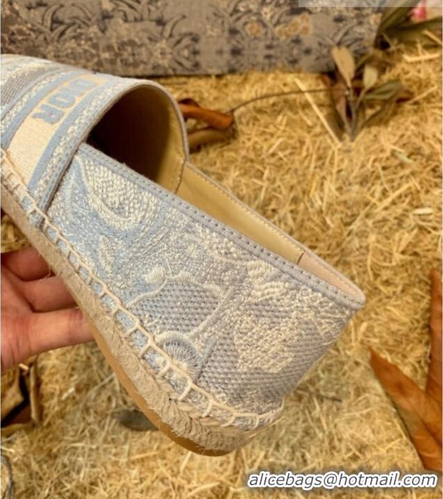 Lower Price Dior Granville Flat Espadrilles in Grey Toile de Jouy Reverse Embroidered Cotton 070913