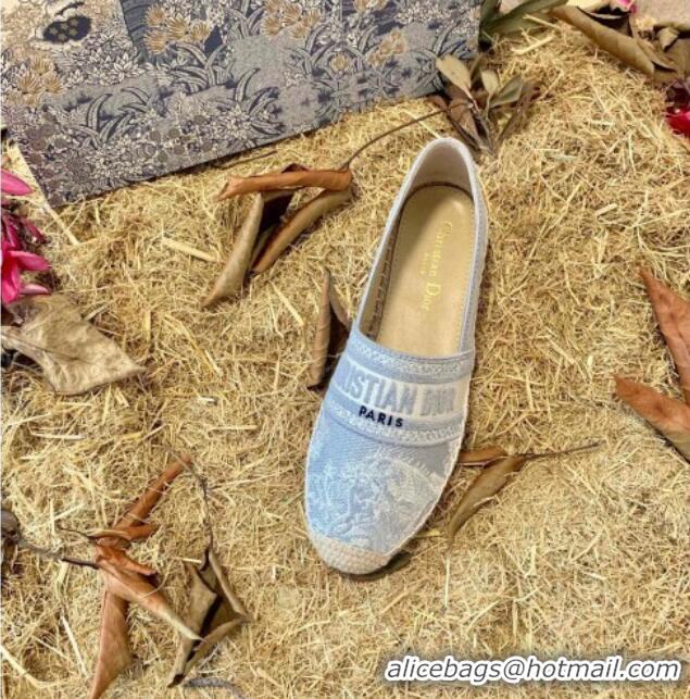 Lower Price Dior Granville Flat Espadrilles in Grey Toile de Jouy Reverse Embroidered Cotton 070913