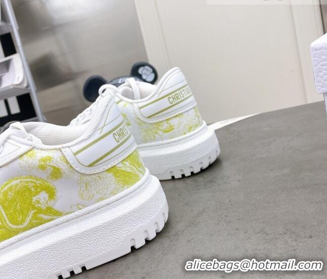 Top Grade Dior Addict Sneakers in Lime Green Toile de Jouy Technical Fabric 070936