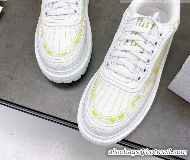 Top Grade Dior Addict Sneakers in Lime Green Toile de Jouy Technical Fabric 070936