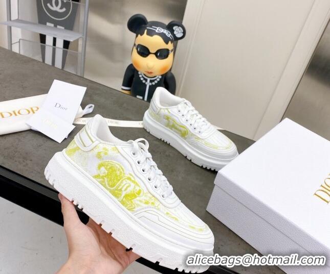 Top Grade Dior Addict Sneakers in Lime Green Toile de Jouy Technical Fabric 070936