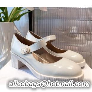 Best Product Dior D-Doll Shiny Calfskin Mary Jane Pumps 071301 White