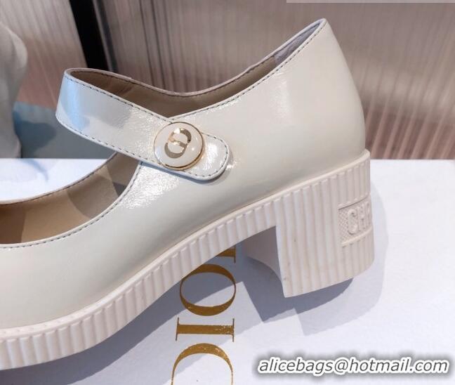 Best Product Dior D-Doll Shiny Calfskin Mary Jane Pumps 071301 White