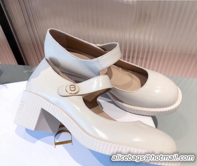 Best Product Dior D-Doll Shiny Calfskin Mary Jane Pumps 071301 White