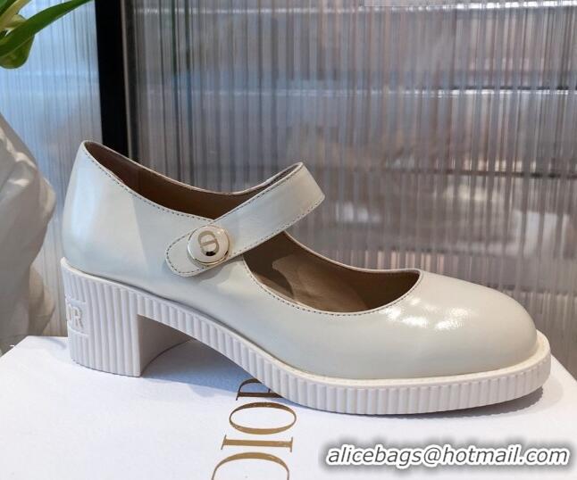 Best Product Dior D-Doll Shiny Calfskin Mary Jane Pumps 071301 White