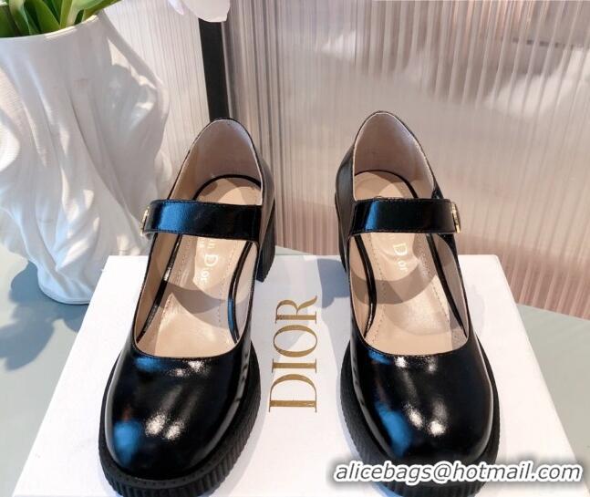 Unique Style Dior D-Doll Shiny Calfskin Mary Jane Pumps 071301 Black