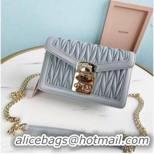 Pretty Style miu miu Matelasse Nappa Leather mini Shoulder Bag 5BD099 light blue