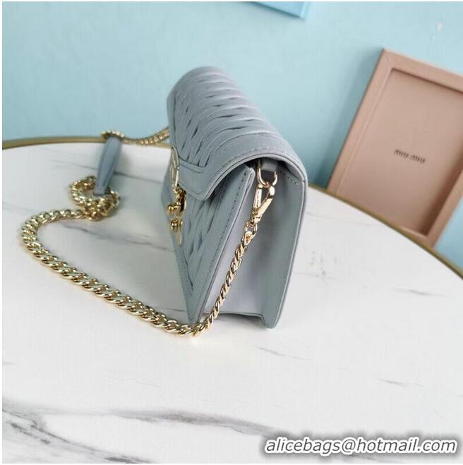 Pretty Style miu miu Matelasse Nappa Leather mini Shoulder Bag 5BD099 light blue