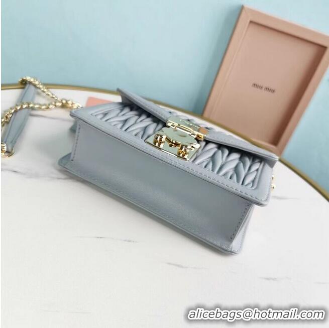 Pretty Style miu miu Matelasse Nappa Leather mini Shoulder Bag 5BD099 light blue