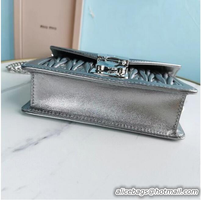 Buy Inexpensive miu miu Matelasse Nappa Leather mini Shoulder Bag 5BD099 Silver