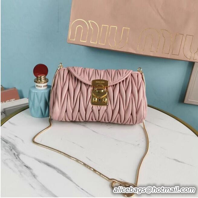 Famous Brand miu miu Matelasse Nappa Leather mini Shoulder Bag 5BD196 pink