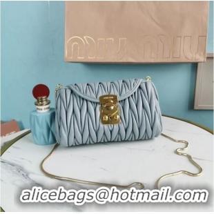 Fashion Discount miu miu Matelasse Nappa Leather mini Shoulder Bag 5BD196 light blue