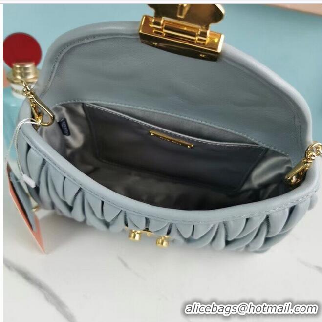 Fashion Discount miu miu Matelasse Nappa Leather mini Shoulder Bag 5BD196 light blue