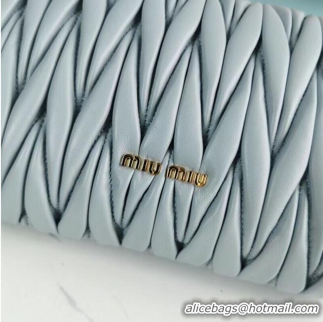 Fashion Discount miu miu Matelasse Nappa Leather mini Shoulder Bag 5BD196 light blue