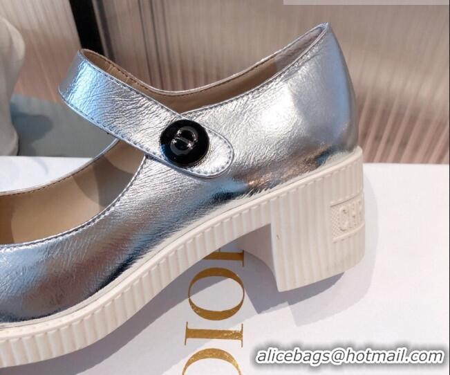 Perfect Dior D-Doll Shiny Calfskin Mary Jane Pumps 071301 Silver