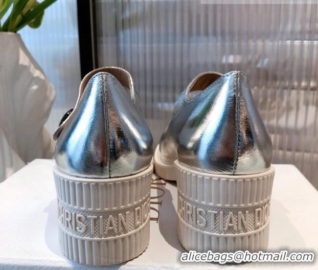 Perfect Dior D-Doll Shiny Calfskin Mary Jane Pumps 071301 Silver