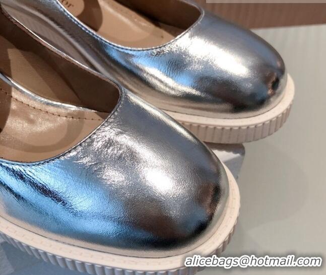 Perfect Dior D-Doll Shiny Calfskin Mary Jane Pumps 071301 Silver