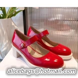 Good Product Dior D-Doll Shiny Calfskin Mary Jane Pumps 071301 Red