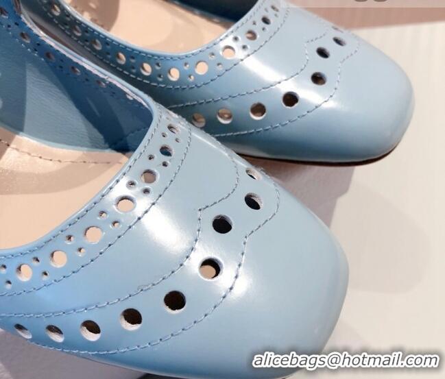 Shop Duplicate Dior D-Doll Cut-out Shiny Calfskin Mary Jane Pumps 071308 Blue 2021