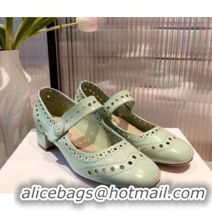 Good Quality Dior D-Doll Cut-out Shiny Calfskin Mary Jane Pumps 071308 Green 2021