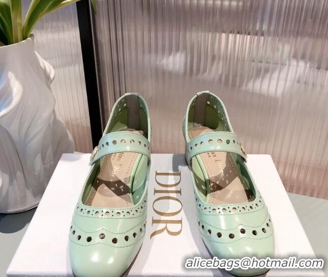 Good Quality Dior D-Doll Cut-out Shiny Calfskin Mary Jane Pumps 071308 Green 2021