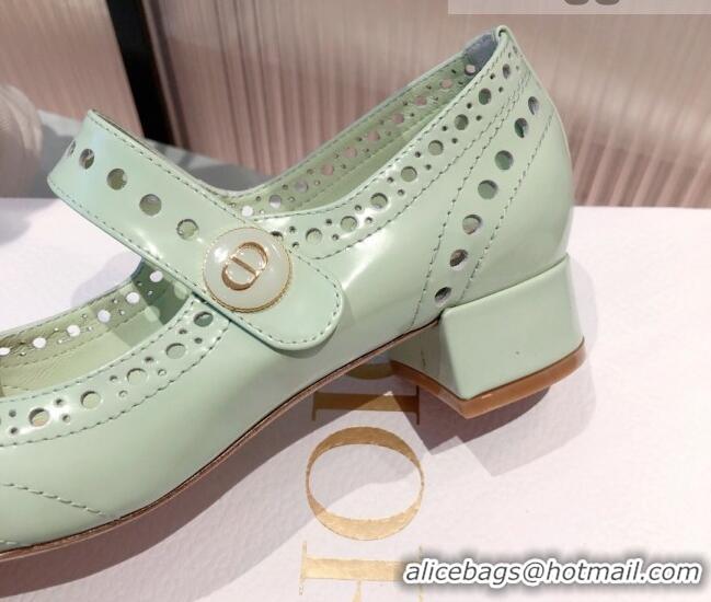 Good Quality Dior D-Doll Cut-out Shiny Calfskin Mary Jane Pumps 071308 Green 2021