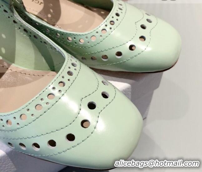 Good Quality Dior D-Doll Cut-out Shiny Calfskin Mary Jane Pumps 071308 Green 2021