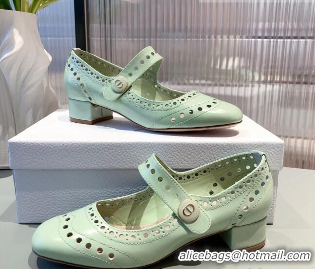 Good Quality Dior D-Doll Cut-out Shiny Calfskin Mary Jane Pumps 071308 Green 2021