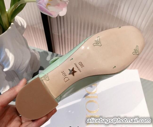 Good Quality Dior D-Doll Cut-out Shiny Calfskin Mary Jane Pumps 071308 Green 2021