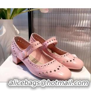 Top Quality Dior D-Doll Cut-out Shiny Calfskin Mary Jane Pumps 071308 Pink 2021