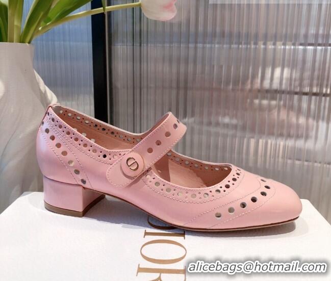 Top Quality Dior D-Doll Cut-out Shiny Calfskin Mary Jane Pumps 071308 Pink 2021