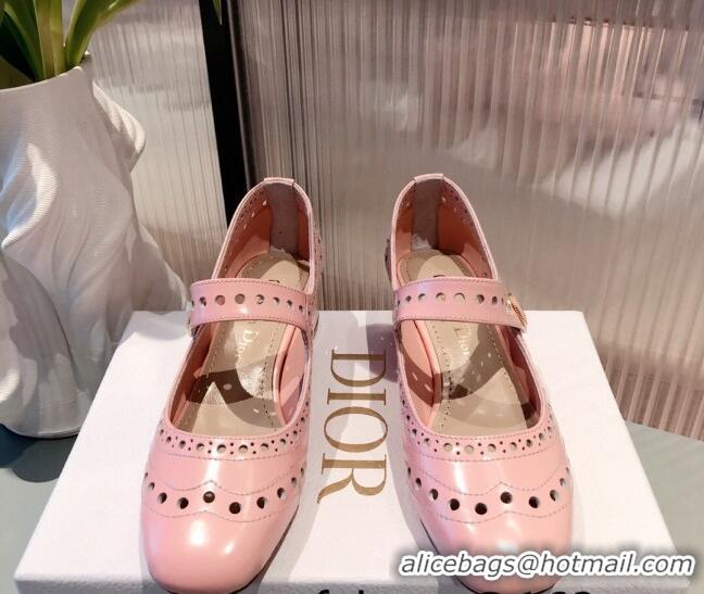 Top Quality Dior D-Doll Cut-out Shiny Calfskin Mary Jane Pumps 071308 Pink 2021