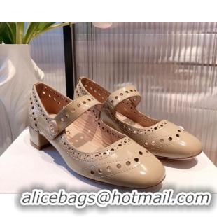 Grade Quality Dior D-Doll Cut-out Shiny Calfskin Mary Jane Pumps 071308 Beige 2021